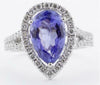 3.66CT DIAMOND & AAA TANZANITE 18KT WHITE GOLD OVAL & ROUND HALO ENGAGEMENT RING