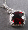 2.45CT DIAMOND & AAA GARNET 14K WHITE GOLD CUSHION & ROUND HALO FLOATING PENDANT