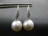 ESTATE LARGE .45CT DIAMOND & AAA SOUTH SEA PEARL 18K WHITE GOLD HANGING EARRINGS