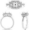 .58CT DIAMOND 18K WHITE GOLD ROUND & PRINCESS 3 STONE SEMI MOUNT ENGAGEMENT RING