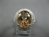 ESTATE LARGE 7.62CT DIAMOND & AAA CHAMPAGNE TOPAZ 14K WHITE GOLD ENGAGEMENT RING