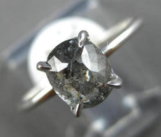 1.46CT SALT & PEPPER DIAMOND 18KT WHITE GOLD 3D SOLITAIRE OVAL ENGAGEMENT RING