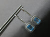 1.87CT DIAMOND & AAA BLUE TOPAZ 14KT WHITE GOLD HALO LEVERBACK HANGING EARRINGS