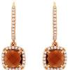 2.65CT DIAMOND & AAA GARNET 14KT ROSE GOLD 3D CUSHION & ROUND LEVERBACK EARRINGS