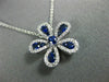 ESTATE .63CT DIAMOND & AAA SAPPHIRE 18KT WHITE GOLD FLOWER FLOATING LOVE PENDANT