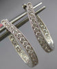 ESTATE .65CT DIAMOND 14K WHITE GOLD INSIDE OUT OVAL HUGGIE HOOP HANGING EARRINGS