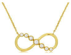 .22CT DIAMOND 14KT YELLOW GOLD 3D ROUND BEZEL INFINITY GRADUATING LOVE NECKLACE