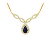 .78CT DIAMOND & AAA SAPPHIRE 14K YELLOW GOLD 3D PEAR SHAPE & ROUND LOVE NECKLACE