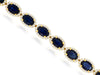 13.40CT DIAMOND & AAA SAPPHIRE 14K YELLOW GOLD OVAL & ROUND HALO TENNIS BRACELET