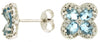 1.55CT DIAMOND & AAA AQUAMARINE 14K WHITE GOLD OVAL & ROUND FLOWER STUD EARRINGS