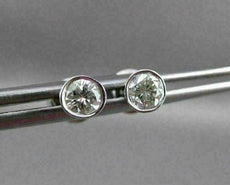 ESTATE .36CT DIAMOND 14K WHITE GOLD BEZEL BURNISHED ROUND STUD EARRINGS 4mm 7835