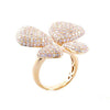 ESTATE EXTRA LARGE 4.14CT WHITE & PINK DIAMOND 18K ROSE GOLD BUTTERFLY LOVE RING