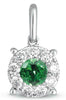 .43CT DIAMOND & AAA EMERALD 14K WHITE GOLD 3D ROUND HALO FLOWER FLOATING PENDANT