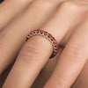 2.99CT AAA RUBY 14KT YELLOW GOLD 3D CLASSIC SHARED PRONG ETERNITY FUN LOVE RING