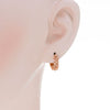 ESTATE .30CT DIAMOND 18KT ROSE GOLD 3 ROW CLUSTER HUGGIE HOOP HANGING EARRINGS
