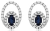 .81CT DIAMOND & AAA SAPPHIRE 14K WHITE GOLD OVAL & ROUND FLORAL HANGING EARRINGS