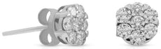 ESTATE .77CT DIAMOND 14KT WHITE GOLD 3D CLASSIC FLOWER INVISIBLE STUD EARRINGS
