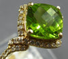 ESTATE 2.21CT DIAMOND & AAA PERIDOT 14KT YELLOW GOLD SQUARE GEOMETRICAL FUN RING