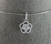 ESTATE .40CT DIAMOND 18KT WHITE GOLD 3D CLUSTER FLOWER FLOATING PENDANT