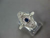 ESTATE .27CT DIAMOND & AAA SAPPHIRE 18KT WHITE GOLD OPEN FILIGREE STAR FUN RING