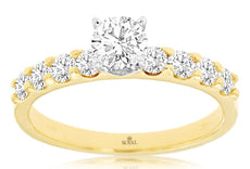 .96CT DIAMOND 14KT YELLOW GOLD 3D SOLITAIRE SEMI ETERNITY ROUND ENGAGEMENT RING