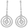2.01CT DIAMOND 18K WHITE GOLD 3D FLOWER DOUBLE HALO GEOMETRICAL HANGING EARRINGS