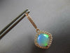 LARGE 4CT DIAMOND & AAA AUSTRALIAN OPAL 14KT ROSE GOLD CUSHION HANGING EARRINGS