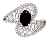 1.46CT DIAMOND & AAA SAPPHIRE 14KT WHITE GOLD 3D OVAL & ROUND FILIGREE LOVE RING