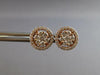 ESTATE LARGE 1.06CT DIAMOND 14KT ROSE GOLD 3D CLASSIC FLOWER HALO STUD EARRINGS