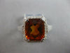 LARGE 7.96CT DIAMOND & AAA CITRINE 14KT WHITE GOLD CUSHION & ROUND HALO FUN RING