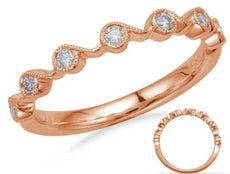 ESTATE .18CT DIAMOND 14KT ROSE GOLD CLASSIC 7 STONE MULTI WAVE FILIGREE FUN RING