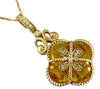ESTATE 8.02CT DIAMOND & AAA CITRINE 14KT YELLOW GOLD FLOWER ROPE DESIGN PENDANT