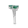 1.96CT DIAMOND & AAA EMERALD 18K WHITE GOLD SQUARE & ROUND CRISS CROSS LOVE RING