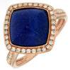 ESTATE 4.18CT DIAMOND & AAA LAPIS 14KT ROSE GOLD 3D SQUARE GEOMETRICAL FUN RING