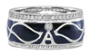 .3CT DIAMOND & BLACK ENAMEL 18K WHITE GOLD MULTI LEAF A INITIAL ANNIVERSARY RING