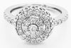 ESTATE WIDE .48CT DIAMOND 14KT WHITE GOLD ROUND FLOWER FILIGREE FRIENDSHIP RING