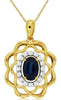.76CT DIAMOND & AAA SAPPHIRE 14KT YELLOW GOLD 3D OVAL & ROUND FLOATING PENDANT