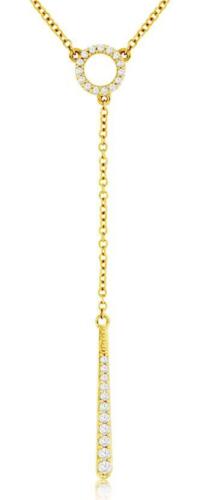 .16CT DIAMOND 14KT YELLOW GOLD 3D CIRCLE OF LIFE GRADUATING BAR LARIAT NECKLACE