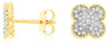 .25CT DIAMOND 14KT YELLOW GOLD 3D PAVE INVISIBLE FILIGREE FLOWER STUD EARRINGS