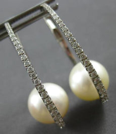 LARGE .50CT DIAMOND & AAA SOUTH SEA PEARL 18KT WHITE GOLD OVAL HANGING EARRINGS