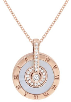 .18CT DIAMOND & AAA MOTHER OF PEARL 18KT ROSE GOLD CIRCULAR FUN FLOATING PENDANT