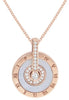 .18CT DIAMOND & AAA MOTHER OF PEARL 18KT ROSE GOLD CIRCULAR FUN FLOATING PENDANT
