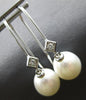 LARGE .06CT DIAMOND & AAA SOUTH SEA PEARL 14KT WHITE GOLD FUN HANGING EARRINGS