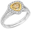 1.44CT WHITE & FANCY YELLOW DIAMOND 18KT 2 TONE GOLD HEART SHAPE ENGAGEMENT RING