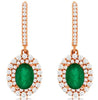 2.25CT DIAMOND & AAA EMERALD 14KT ROSE GOLD 3D FLOWER LEVERBACK HANGING EARRINGS