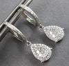 .58CT DIAMOND 14KT WHITE GOLD ROUND CLUSTER TEAR DROP LEVERBACK HANGING EARRINGS