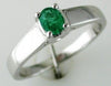 ESTATE .35CT AAA EMERALD 14KT WHITE GOLD CLASSIC OVAL SOLITAIRE ENGAGEMENT RING