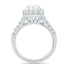 ESTATE 1.63CT DIAMOND 14KT WHITE GOLD CLASSIC ROUND HALO SQUARE ENGAGEMENT RING