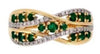 .56CT DIAMOND & AAA EMERALD 14KT YELLOW GOLD 3D MULTI ROW CRISS CROSS FUN RING