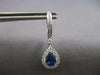 3.11CT DIAMOND & AAA SAPPHIRE 18K WHITE GOLD PEAR SHAPE & ROUND HANGING EARRINGS